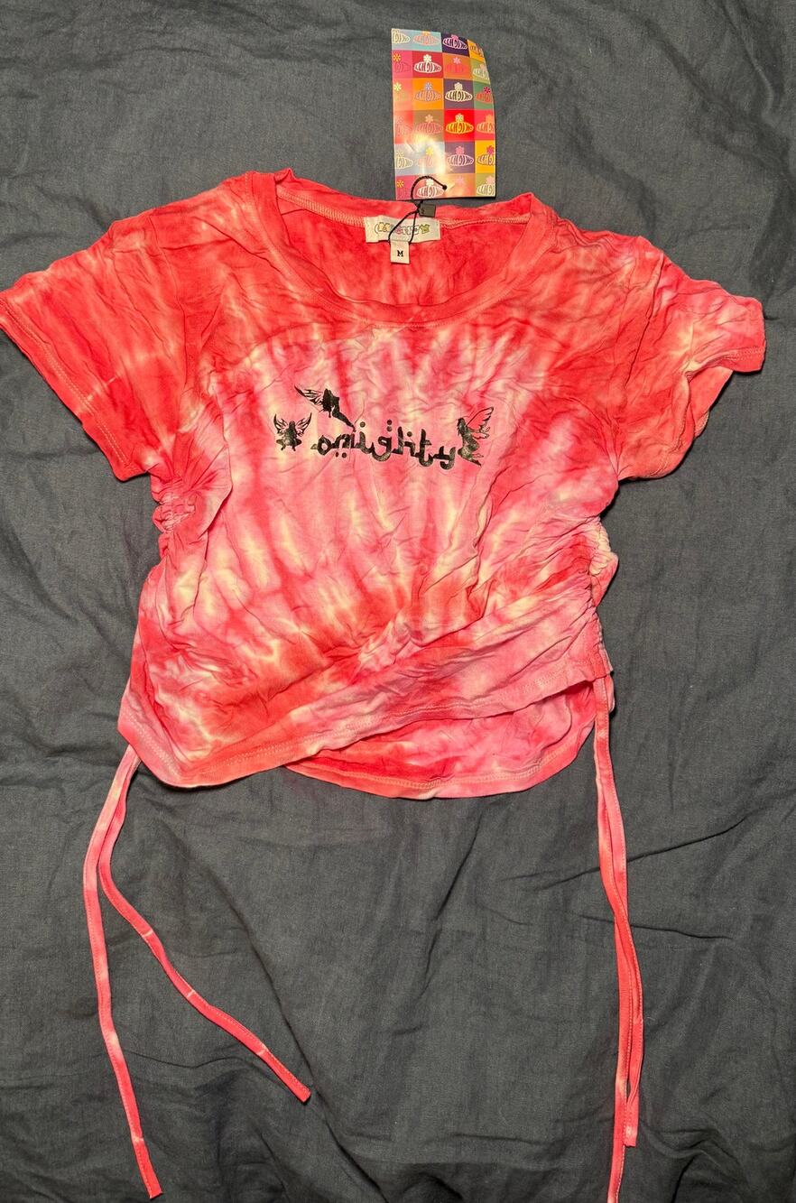 NWT O-Mighty Pink Tie Dye Crop T-Shirt Size Medium